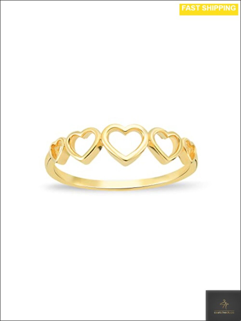 10K Solid Gold Open Heart Ring for Women Hypoallergenic Gift for Her